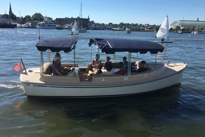 a small boat in a body of water