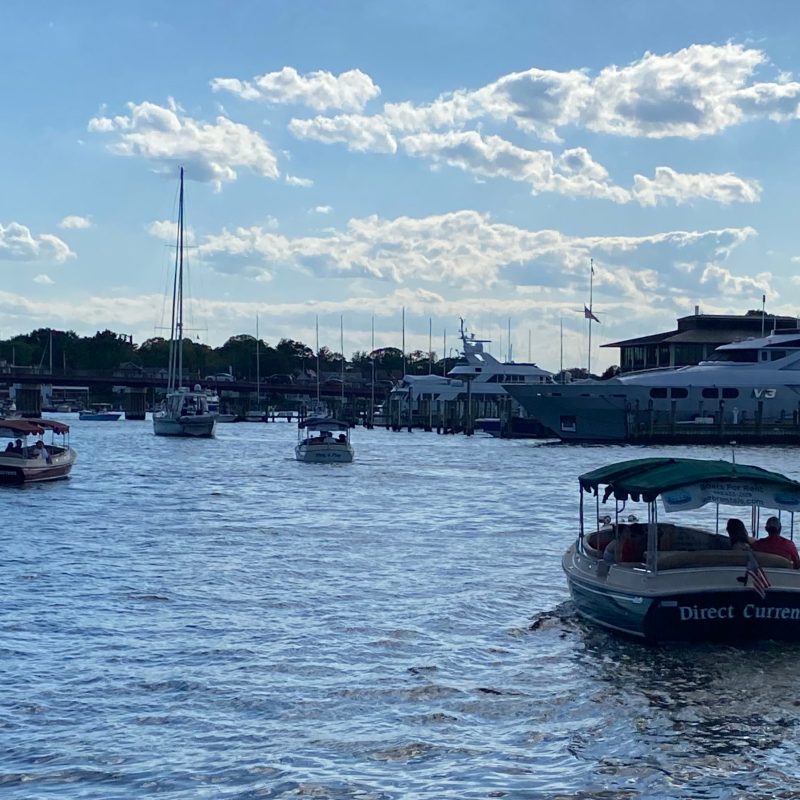 a small boat in a large body of water