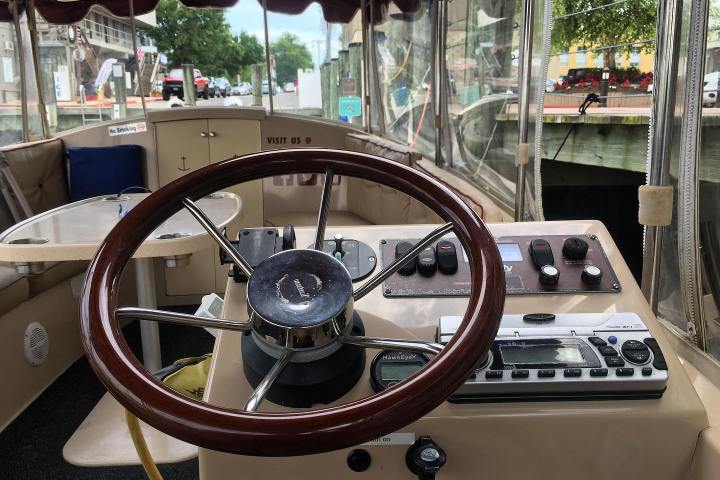 a stove top oven sitting inside of a building